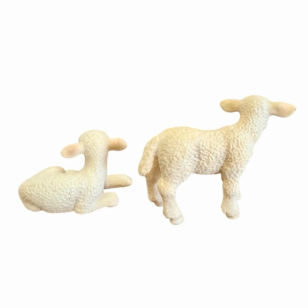 Schleich Lamb Lot 13285 Standing 2003 & 13284 Lying 2004 Retired Farm Life